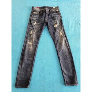 Diesel Jeans Mens 32x32 Blue Tepphar Slim Carrot Button Fly Dark 844T_Stretch